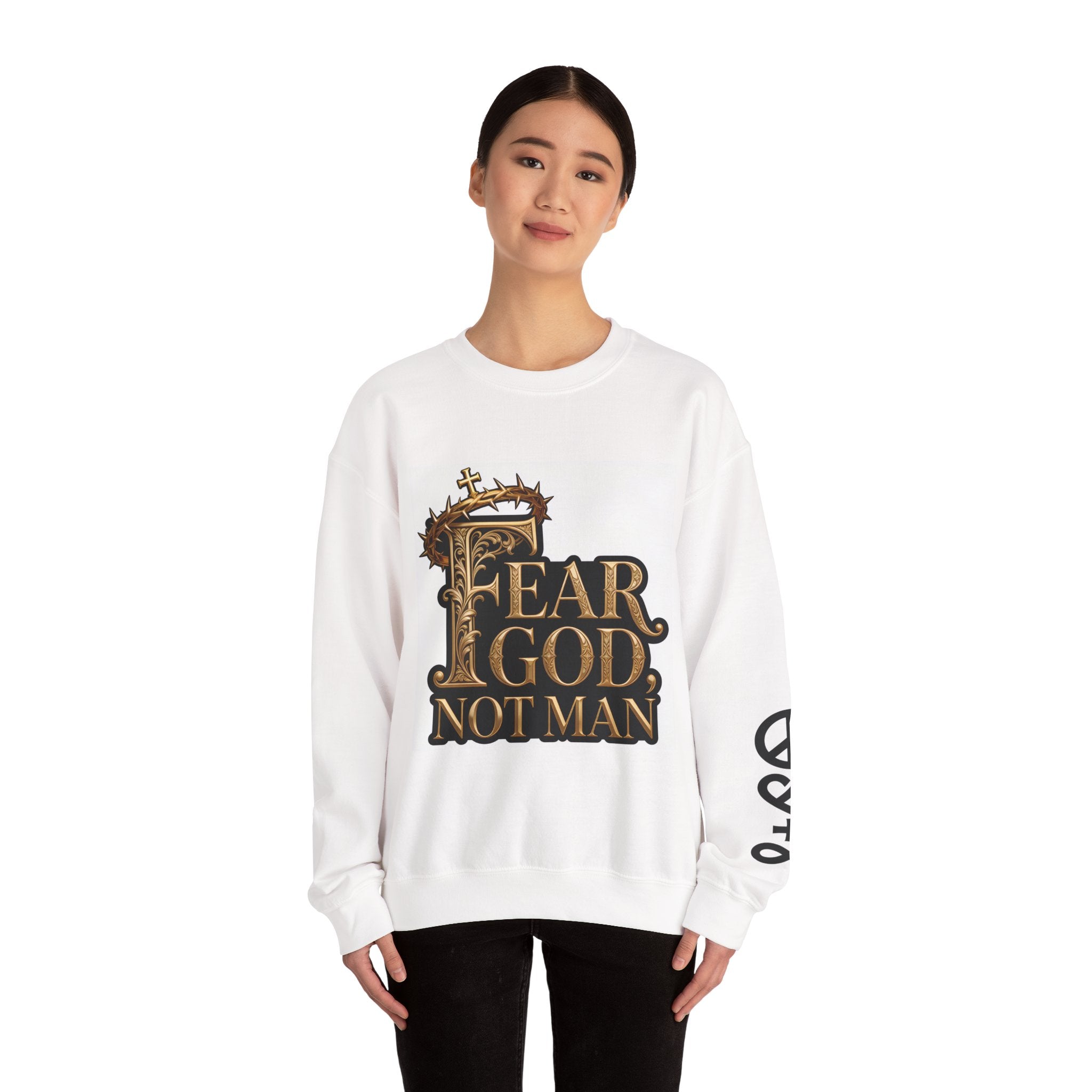 Domingo (Sunday) Apparel Crewneck Sweatshirt — "Fear God Not Man" Religious Graphic Pullover