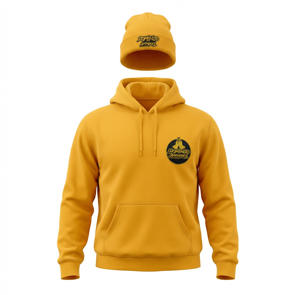 Domingo (Sunday) Apparel yellow Hoodie with matching hat