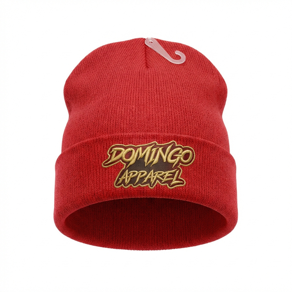 Domingo (Sunday) Apparel red Beanie - Script Logo